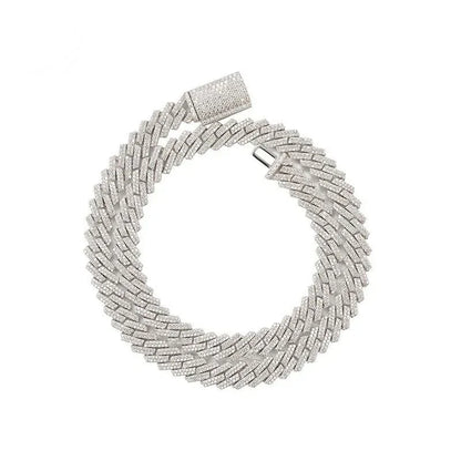 10mm Iced-Out Moissanite Cuban Link Chain – S925 Sterling Silver -Cut Hip Hop Streetwear Necklace - CaratixJewelry