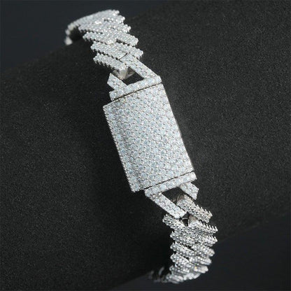 10mm Iced-Out Moissanite Cuban Link Chain – S925 Sterling Silver -Cut Hip Hop Streetwear Necklace - CaratixJewelry