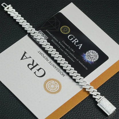 10mm Iced-Out Moissanite Cuban Link Chain – S925 Sterling Silver -Cut Hip Hop Streetwear Necklace - CaratixJewelry