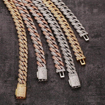 10mm Iced-Out Moissanite Cuban Link Chain – S925 Sterling Silver Hip Hop Streetwear Necklace - CaratixJewelry