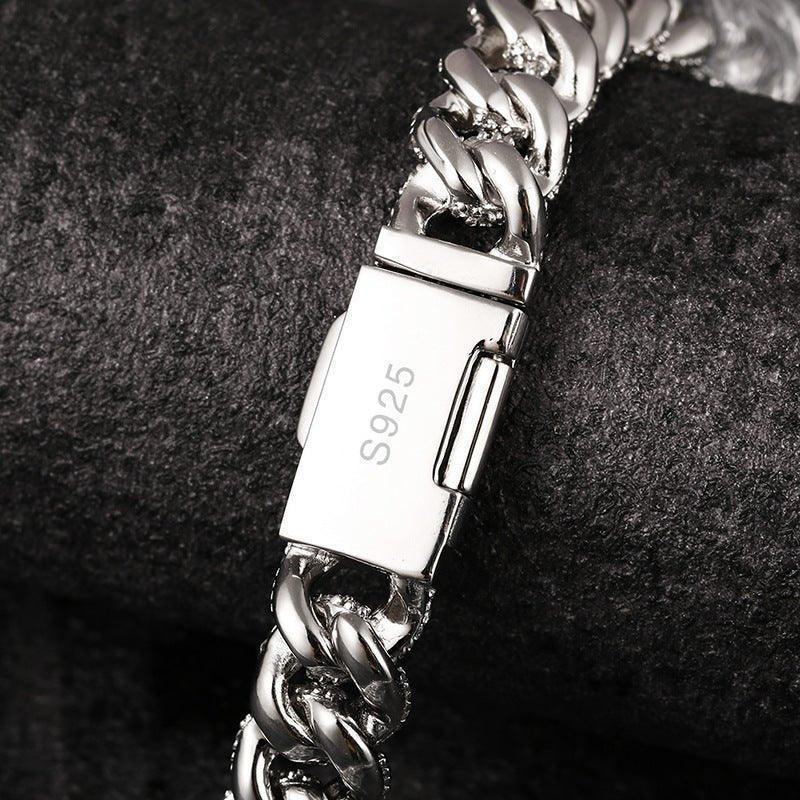 10mm Iced-Out Moissanite Cuban Link Chain – S925 Sterling Silver Hip Hop Streetwear Necklace - CaratixJewelry