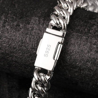 10mm Iced-Out Moissanite Cuban Link Chain – S925 Sterling Silver Hip Hop Streetwear Necklace - CaratixJewelry