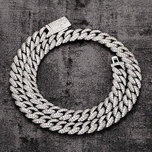 10mm Iced-Out Moissanite Cuban Link Chain – S925 Sterling Silver Hip Hop Streetwear Necklace - CaratixJewelry