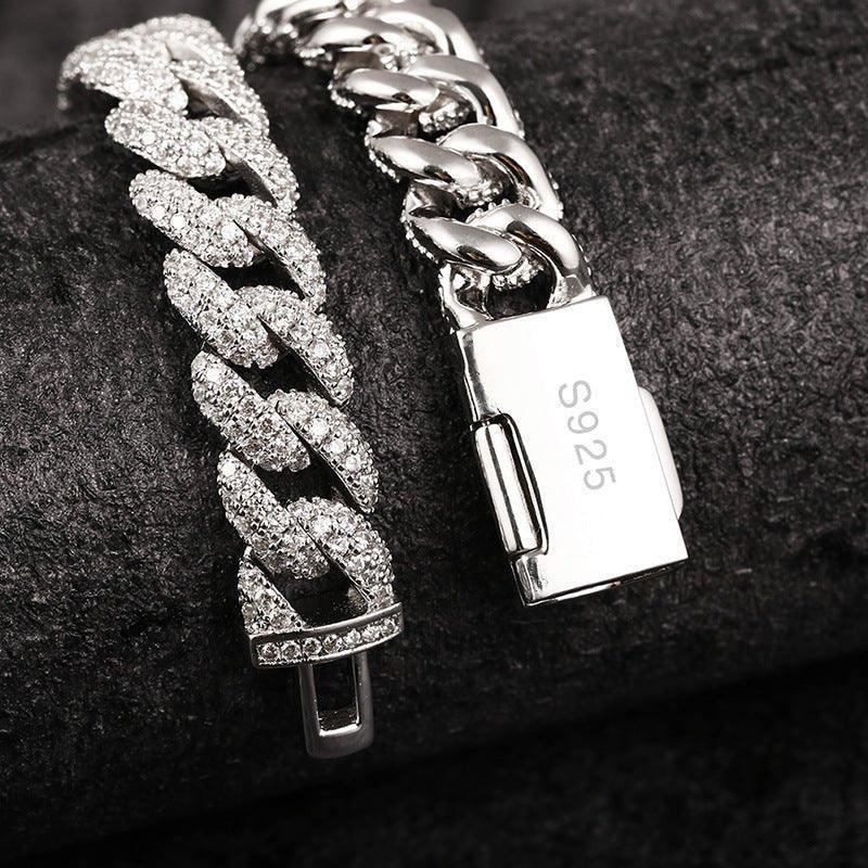 10mm Iced-Out Moissanite Cuban Link Chain – S925 Sterling Silver Hip Hop Streetwear Necklace - CaratixJewelry