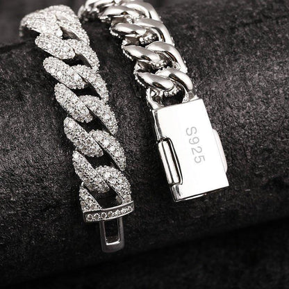 10mm Iced-Out Moissanite Cuban Link Chain – S925 Sterling Silver Hip Hop Streetwear Necklace - CaratixJewelry