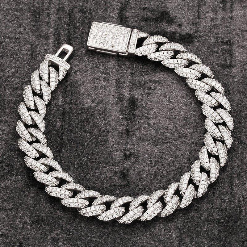 10mm Iced-Out Moissanite Cuban Link Chain – S925 Sterling Silver Hip Hop Streetwear Necklace - CaratixJewelry