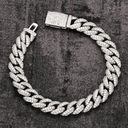 10mm Iced-Out Moissanite Cuban Link Chain – S925 Sterling Silver Hip Hop Streetwear Necklace - CaratixJewelry