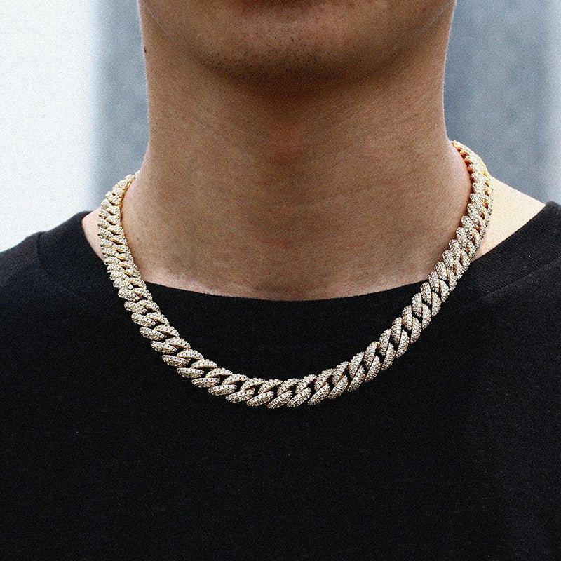 10mm Iced-Out Moissanite Cuban Link Chain – S925 Sterling Silver Hip Hop Streetwear Necklace - CaratixJewelry