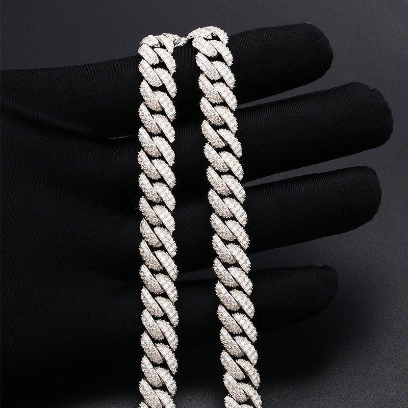 10mm Iced-Out Moissanite Cuban Link Chain – S925 Sterling Silver Hip Hop Streetwear Necklace - CaratixJewelry