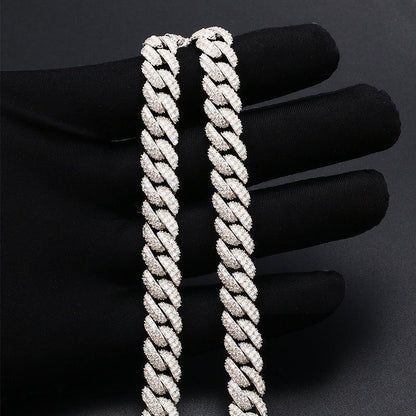 10mm Iced-Out Moissanite Cuban Link Chain – S925 Sterling Silver Hip Hop Streetwear Necklace - CaratixJewelry