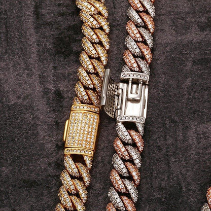 10mm Iced-Out Moissanite Cuban Link Chain – S925 Sterling Silver Hip Hop Streetwear Necklace - CaratixJewelry