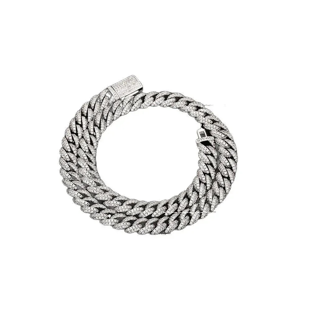 10mm Iced-Out Moissanite Cuban Link Chain – S925 Sterling Silver Hip Hop Streetwear Necklace - CaratixJewelry