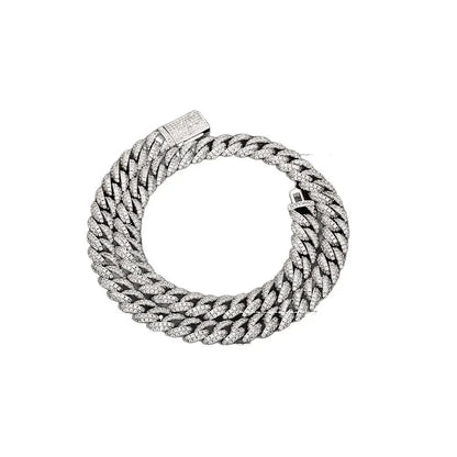 10mm Iced-Out Moissanite Cuban Link Chain – S925 Sterling Silver Hip Hop Streetwear Necklace - CaratixJewelry