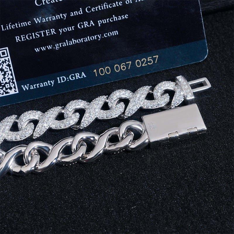10mm Moissanite Bracelet with Figure-8 Clasp – S925 Sterling Silver Iced-Out Hip Hop Jewelry - CaratixJewelry