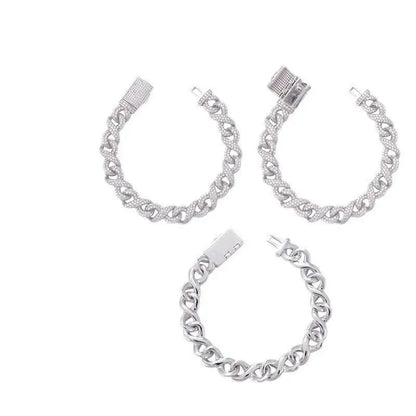10mm Moissanite Bracelet with Figure-8 Clasp – S925 Sterling Silver Iced-Out Hip Hop Jewelry - CaratixJewelry