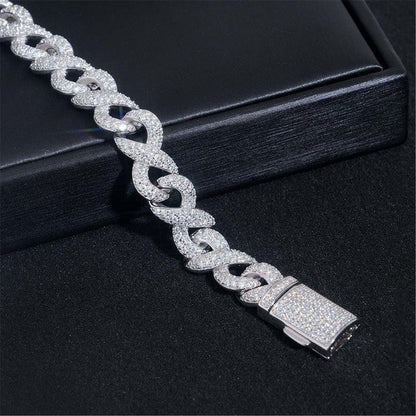 10mm Moissanite Bracelet with Figure-8 Clasp – S925 Sterling Silver Iced-Out Hip Hop Jewelry - CaratixJewelry
