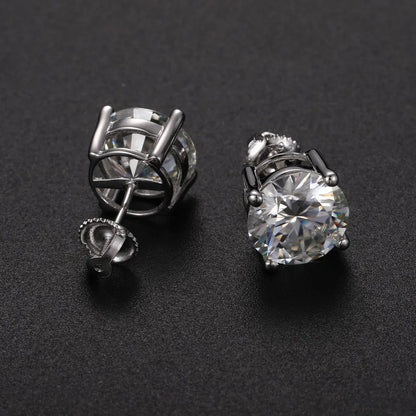 10mm Sterling Silver Genuine Lab Hip Hop Bling Earrings - CaratixJewelry