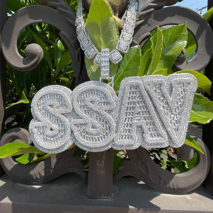 Overflow Stones Loaded with Diamond Iced Out Personalized Custom Name Necklace Pendant – Luxury Hip Hop Jewelry for Men & Women