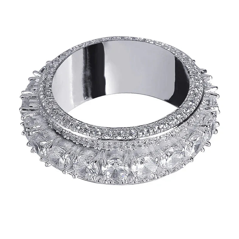Five-Row Iced Out Spinner Ring | Anti-Anxiety Hip Hop Band | Caratix