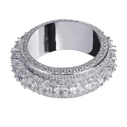 Five-Row Iced Out Spinner Ring | Anti-Anxiety Hip Hop Band | Caratix