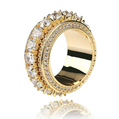 Five-Row Iced Out Spinner Ring | Anti-Anxiety Hip Hop Band | Caratix