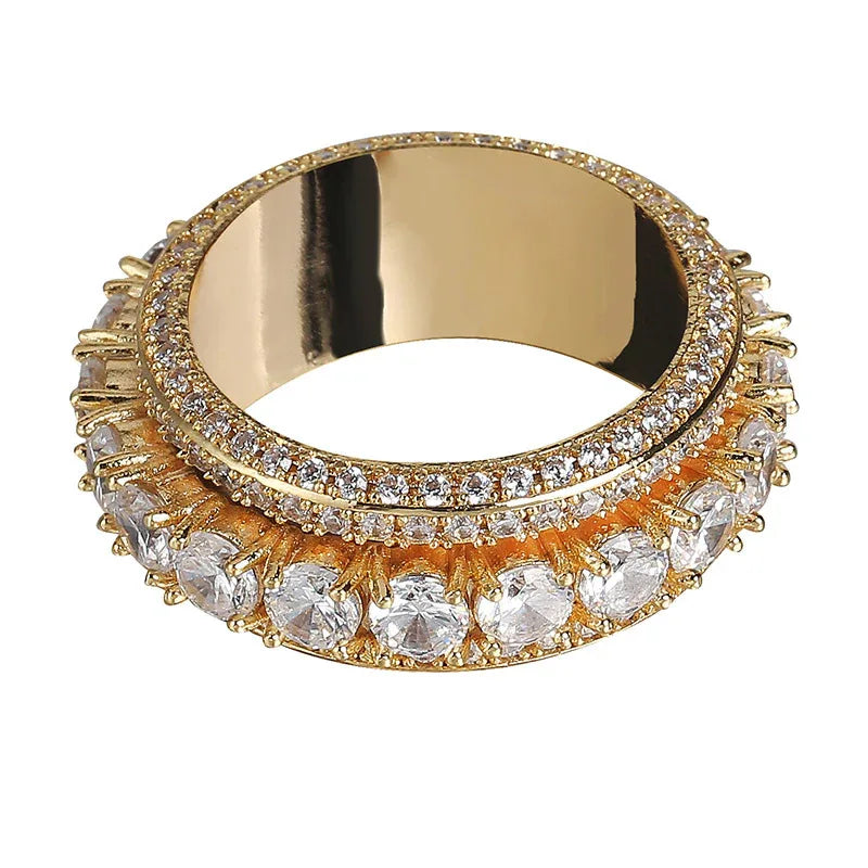 Five-Row Iced Out Spinner Ring | Anti-Anxiety Hip Hop Band | Caratix