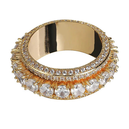 Five-Row Iced Out Spinner Ring | Anti-Anxiety Hip Hop Band | Caratix