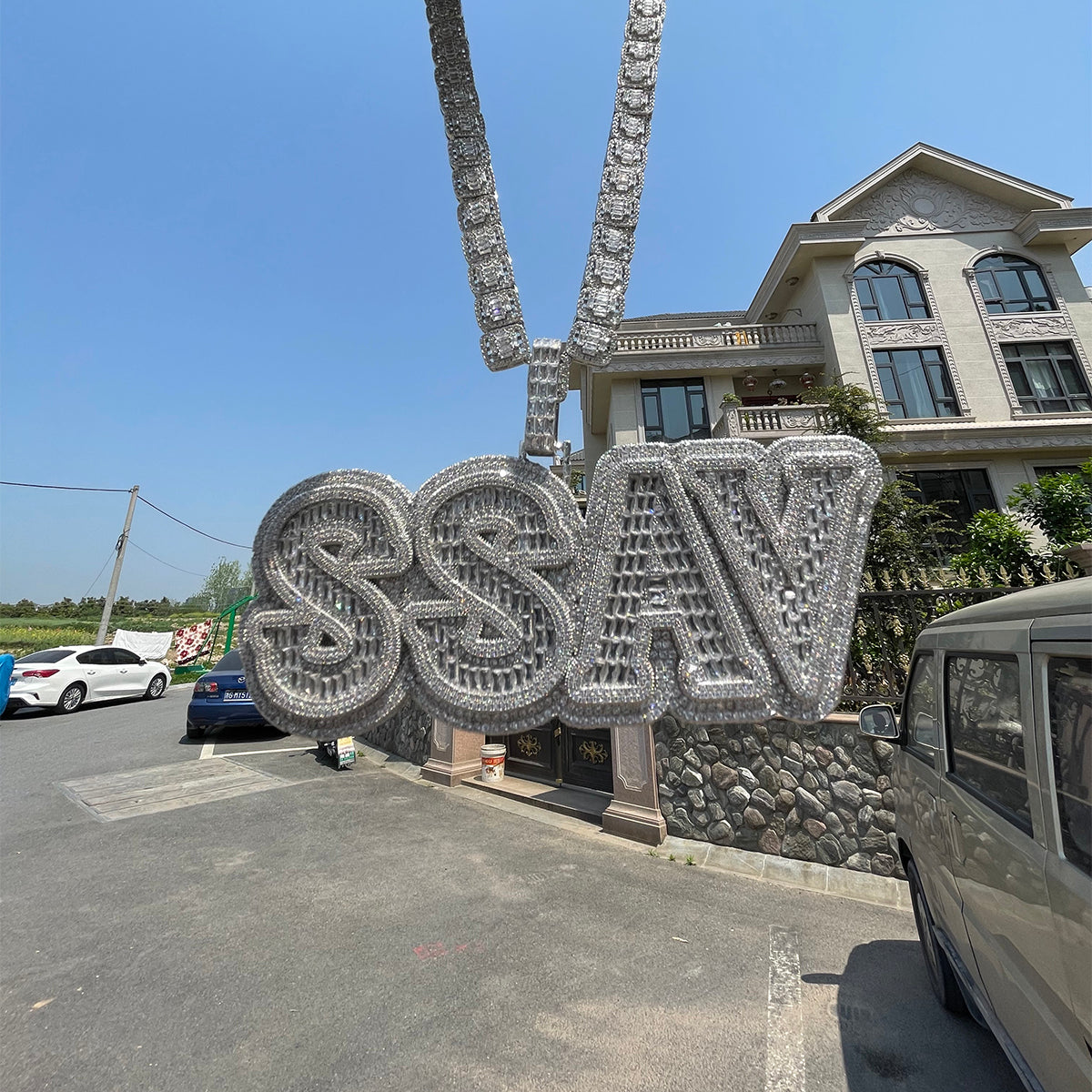 Overflow Stones Loaded with Diamond Iced Out Personalized Custom Name Necklace Pendant – Luxury Hip Hop Jewelry for Men & Women