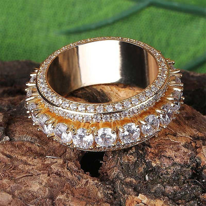Five-Row Iced Out Spinner Ring | Anti-Anxiety Hip Hop Band | Caratix