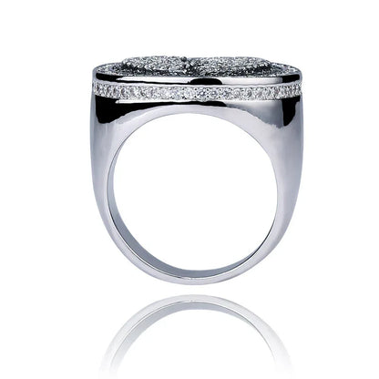 Broken Heart Hip Hop Ring | Black & Silver Two-Tone Band | Caratix