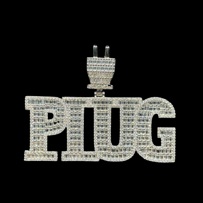PLUG Special Bail Iced Out Letter Diamond Pendant Necklace – Custom Hip Hop Jewelry for Men