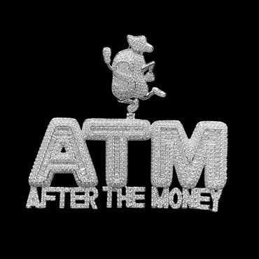 ATM After The Money Iced Out Letter Pendant Necklace – Custom Hip Hop Jewelry for Men - CaratixJewelry