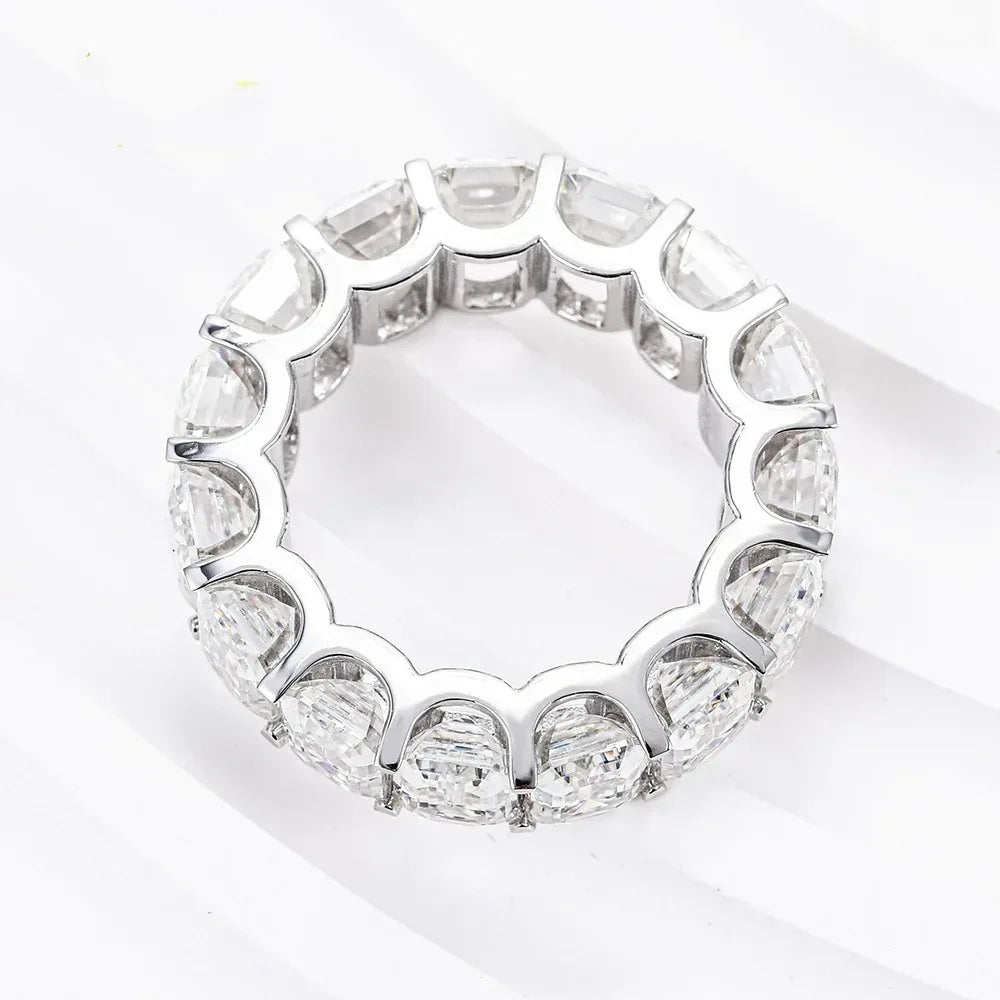 Emerald-Cut D-Color Moissanite Ring | S925 Silver Unisex Iced Out Hip Hop Jewelry - CaratixJewelry