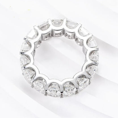 Emerald-Cut D-Color Moissanite Ring | S925 Silver Unisex Iced Out Hip Hop Jewelry - CaratixJewelry