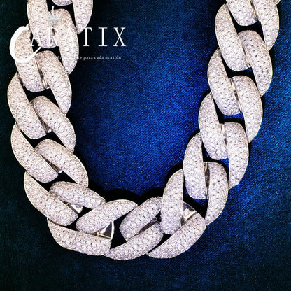 CARÁTIX Hip Hop 20mm Round Cuban Link Chain Necklace – Iced Out CZ Jewelry in Rose Gold & Silver for Men & Women