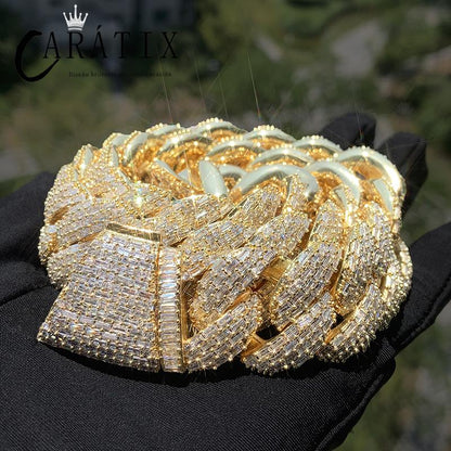 CARÁTIX Big Round Cuban Link Chain Necklace – Iced Out CZ Hip Hop Jewelry for Men & Women