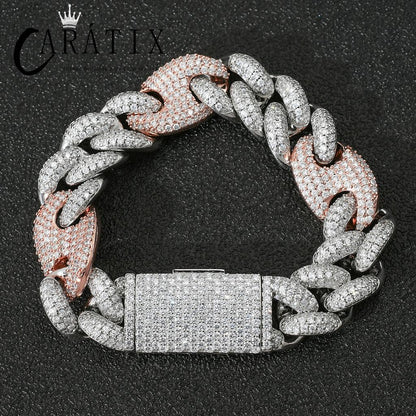 CARÁTIX 20mm Coffee Bean Cuban Link Chain Necklace – 5A+ CZ Iced Out Heavy Hip Hop Bling Jewelry for Men | Solid Rapper Gift