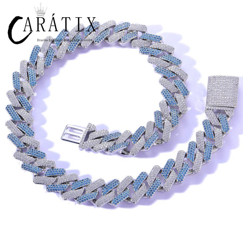 CARÁTIX 20mm Rhombus Cuban Chain Set | 3A+ CZ Iced Out Hip Hop Necklace & Bracelet for Men