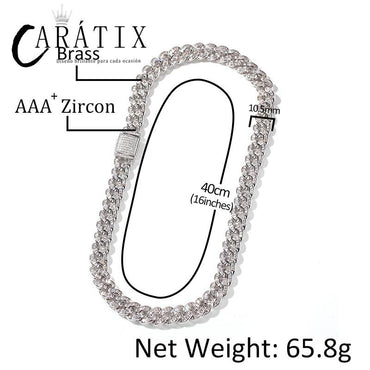 CARÁTIX 10mm Square CZ Cuban Chain | Iced Out Hip Hop Necklace for Men