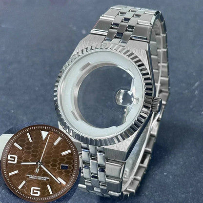 40mm Land-Dweller Watch Case & Dial Kit | Fits NH35 Miyota 8215 | 316L Stainless Steel Automatic Mechanical Case | Custom Iced Out Watch Base | Caratix