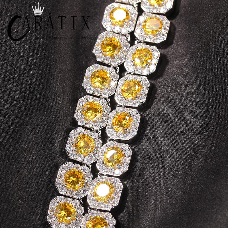 CARÁTIX - Hip Hop 3A+ CZ Stone Paved Bling Iced Out 12.5mm Tennis Link Chain Bracelets Necklaces for Men Women Unisex Rapper Jewelry Valentine's Day Gift for Men & Girls & Boys Mothers' Day Gift #Springtok