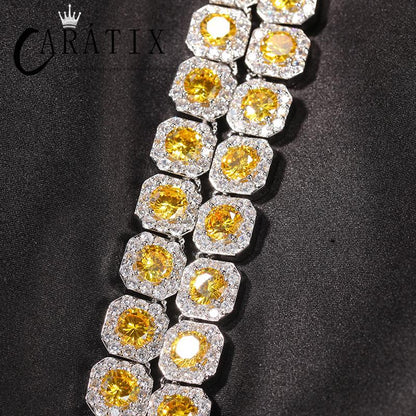 CARÁTIX - Hip Hop 3A+ CZ Stone Paved Bling Iced Out 12.5mm Tennis Link Chain Bracelets Necklaces for Men Women Unisex Rapper Jewelry Valentine's Day Gift for Men & Girls & Boys Mothers' Day Gift #Springtok