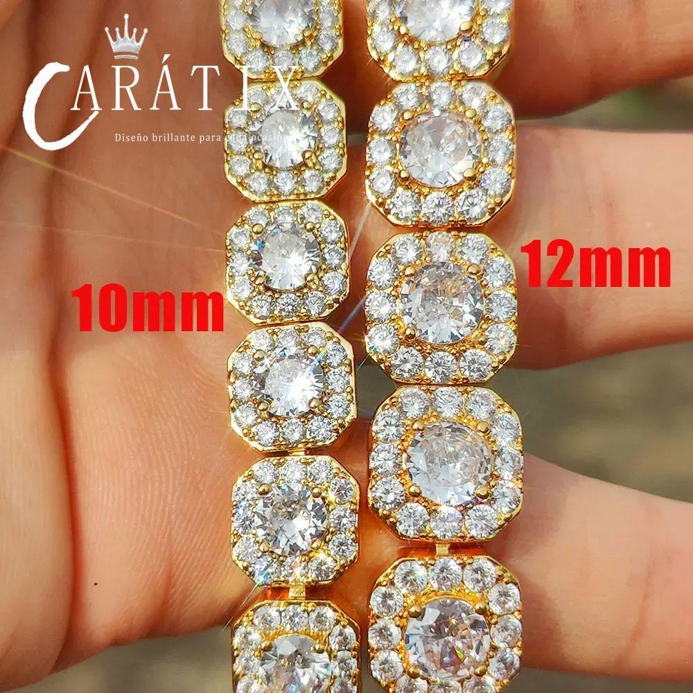 CARÁTIX -  10mm 12mm Clustered CZ Tennis Chain  Cubic Zircon Stones Necklaces For Women High End luxury Jewellery Valentine's Day Gift for Men & Girls & Boys Mothers' Day Gift #Springtok