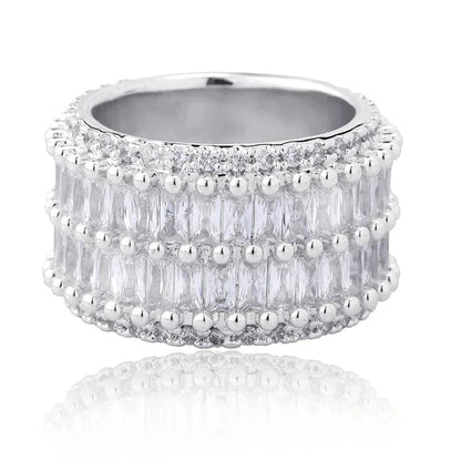 Double-Row Linear Zirconia Ring | Iced Out Parallel Band | Caratix