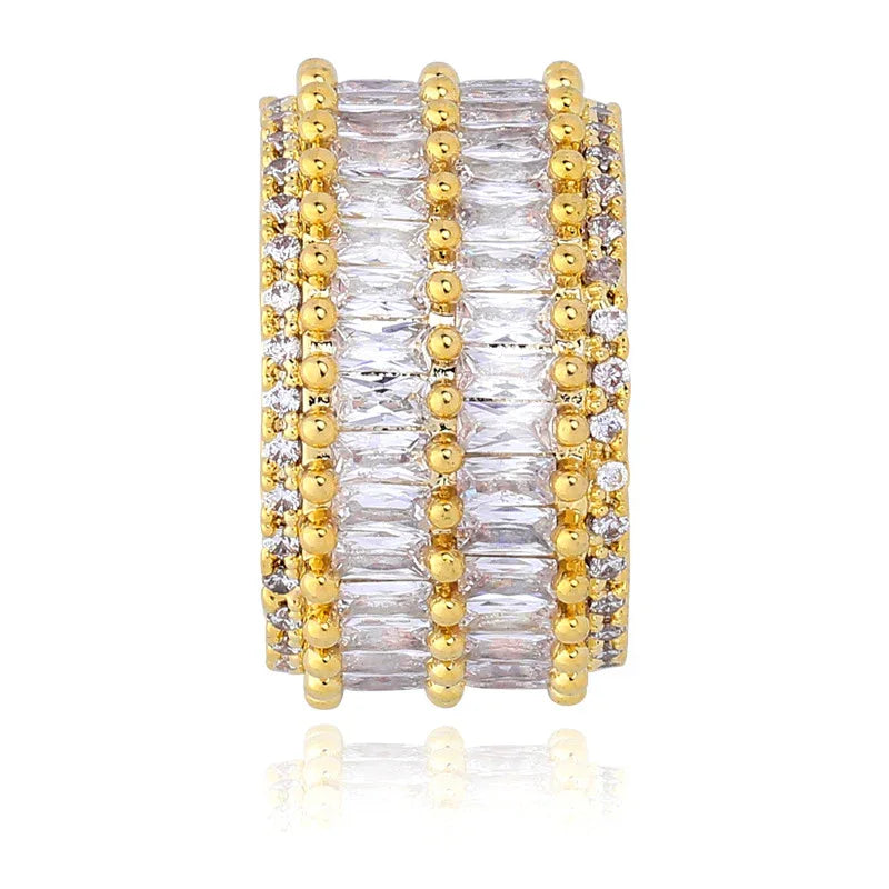 Double-Row Linear Zirconia Ring | Iced Out Parallel Band | Caratix