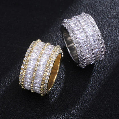 Double-Row Linear Zirconia Ring | Iced Out Parallel Band | Caratix