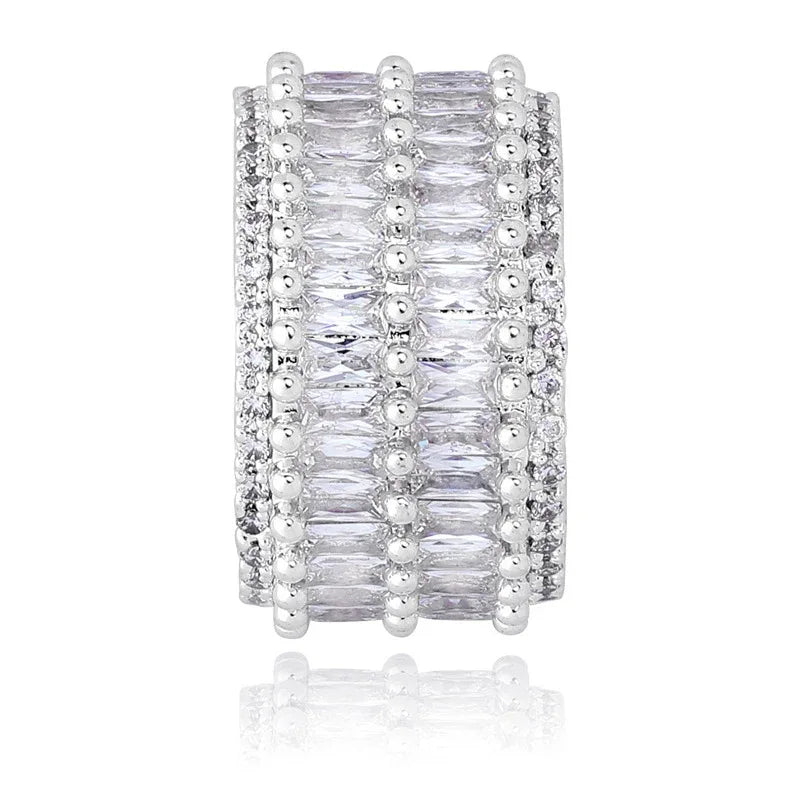 Double-Row Linear Zirconia Ring | Iced Out Parallel Band | Caratix
