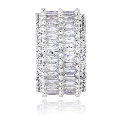 Double-Row Linear Zirconia Ring | Iced Out Parallel Band | Caratix