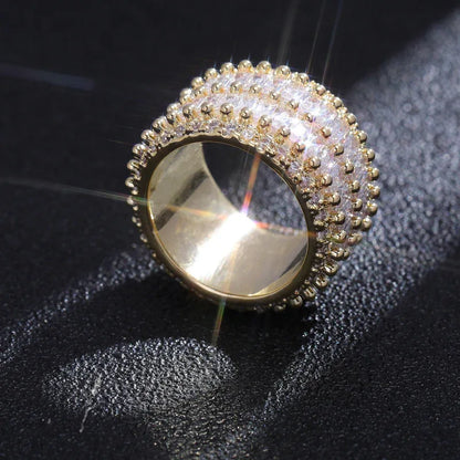 Double-Row Linear Zirconia Ring | Iced Out Parallel Band | Caratix