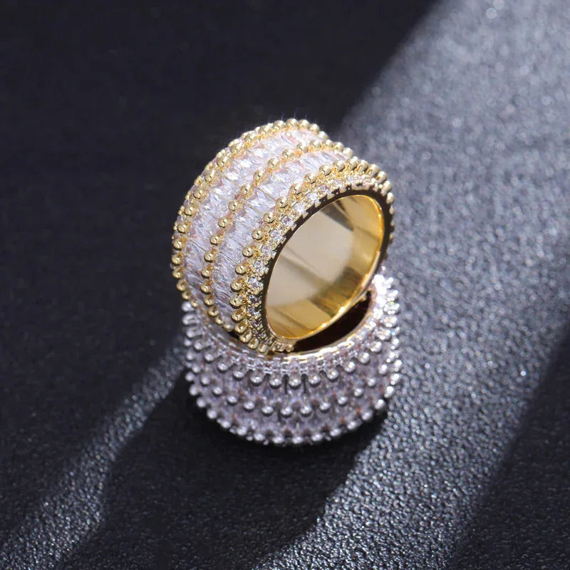 Double-Row Linear Zirconia Ring | Iced Out Parallel Band | Caratix